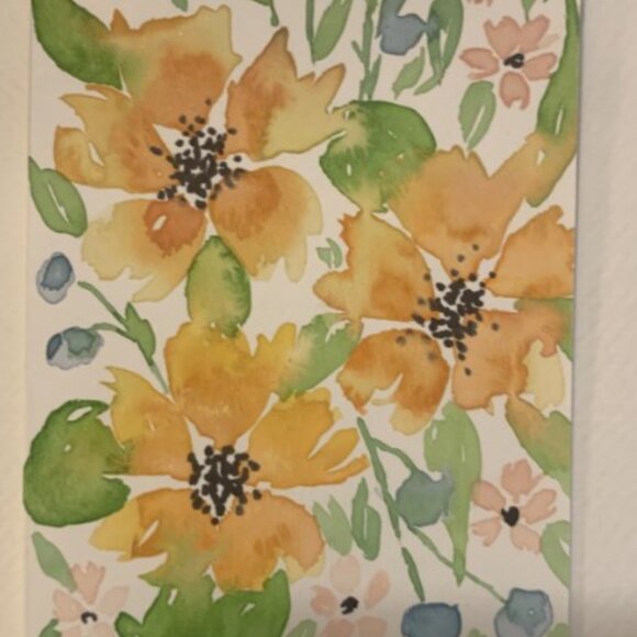 Four Floral Watercolor Cards with Envelope (sku 001) - Picture 7 of 8